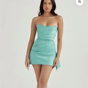 House of CB Strapless Aqua Mini Dress